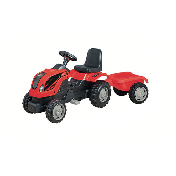 Traktor sa pedalama sa prikolicom crveni 010107